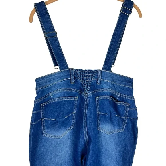 Turquoise Haven bell bottom women’s denim overalls SZ L - Picture 6 of 11